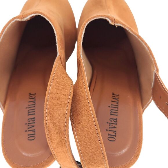 Olivia Miller Studded Lia Clog Heel Cognac Size 8 - Picture 10 of 12